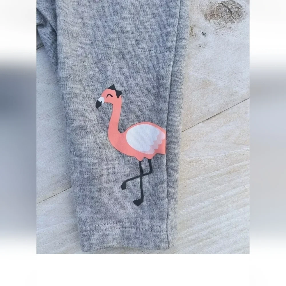 Carter's Baby Girl Flamingo Sleeveless One Piece With Gray Pants Size 6 Months